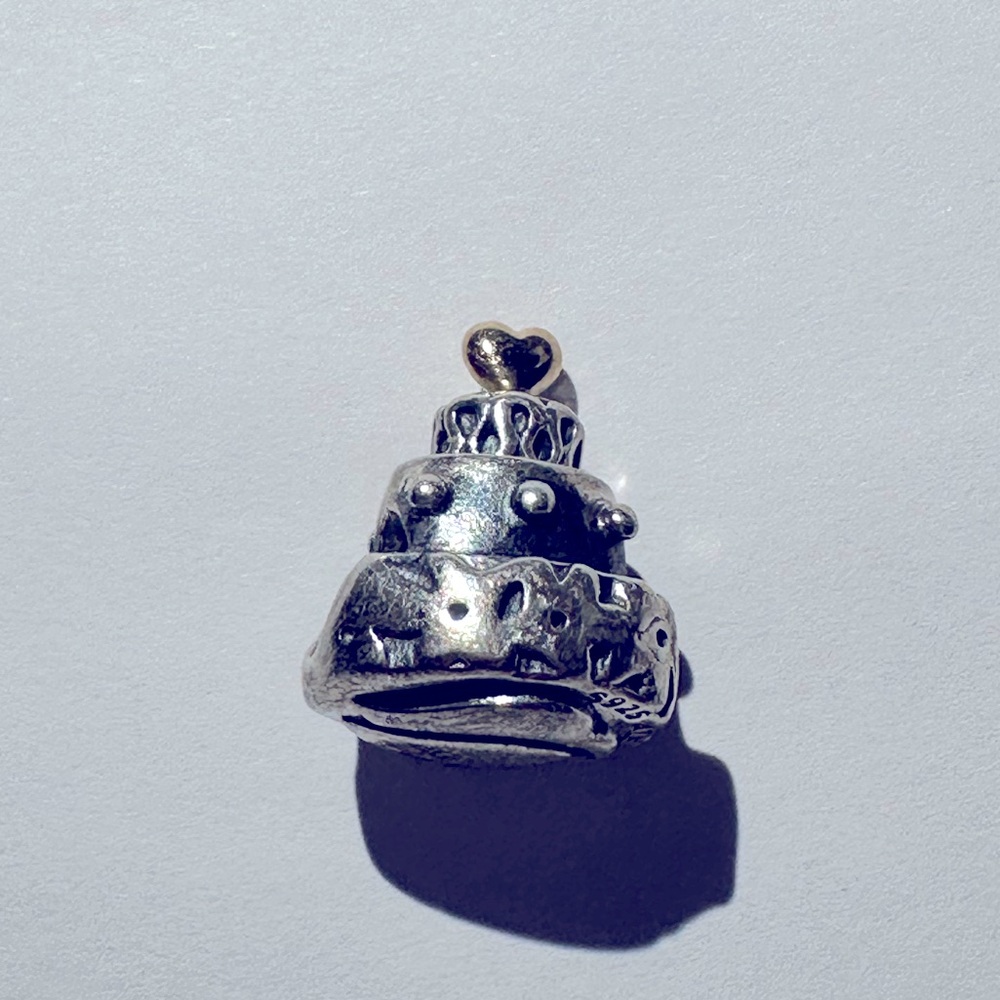 Vintage Pandora ALE 925 Sterling Silver Birthday Cake Charm Pendant